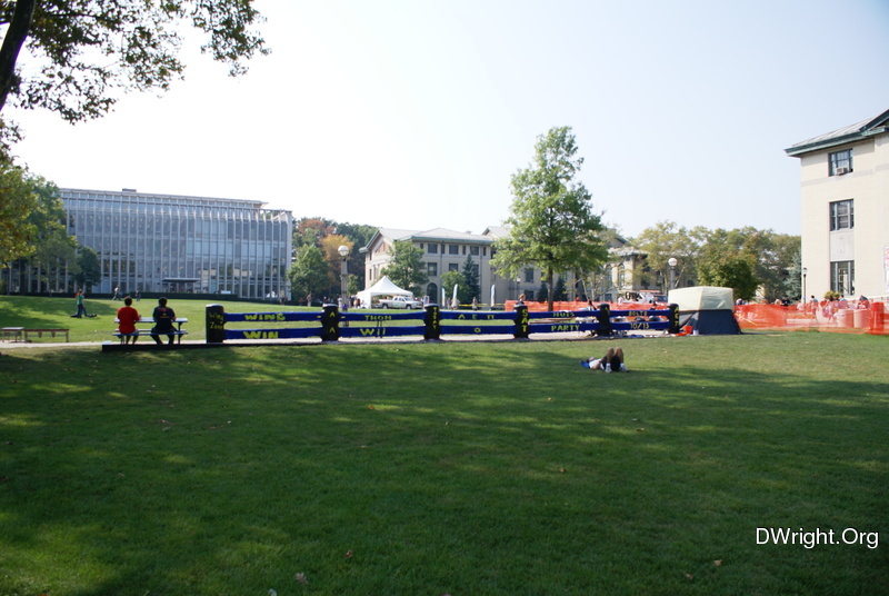 Students camping the wall at CMU